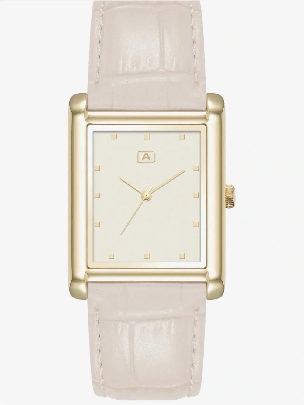 Armitron Gold-Tone Rectangular Watch with Cream Strap